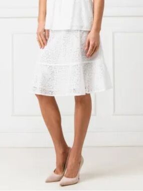 Michael Kors White Eyelet Peplum Midi Skirt Size 0